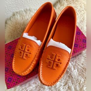 Brand New Tory Burch Bright Orange Moccasins